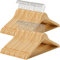 SONGMICS Kleiderbügel Holz, 80er Set, Bügel aus Massivholz, Einkerbungen im Schulterbereich, Rutschfester Hosensteg, um 360° drehbarer Haken, für Anzüge, Hemden, naturfarben-silbern CRW001-80