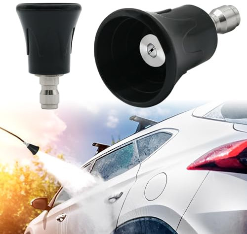 Pressure Washer Nozzle Guard, Stainless Steel Rinsing 40 Degree Rubberized Holder Protector Nozzle with 1/4 Quick Plug 4.0 Aperture for Wash