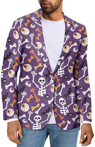 chaqlin Giacca da uomo formale casual con un bottone giacca blazer vestibilità regolare giacca monopetto da uomo, Teschio viola., S