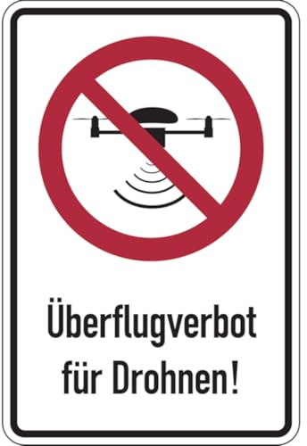 Dreifke® Verbotsschild, Kombischild, Überflugverbot Drohnen - praxisbewährt | Alu geprägt | 200x300 mm, 1 Stk