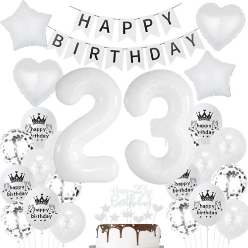Luftballons 23. Geburtstag - Weiße Deko für Frau und Mann - Party Dekoration Set
