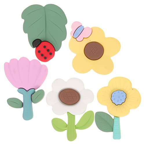 OKUMEYR 5pcs Cute Flower Rubber Refrigerator Magnets Fun Decorative Whiteboard Magnets for Home Office Classroom Creative Design Base for Crafting Organizing