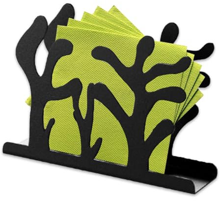 Plstod Porte Serviette de Table, Noir Porte Serviette Papier, Forme Seagrass Distributeur Serviette Papier Table, Inoxydables Porte Serviette en Papier pour Cuisine et Restaurant, 12 x 3 x 8.5 cm