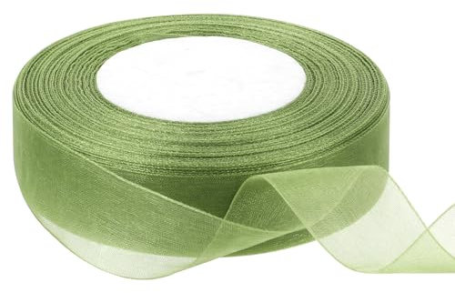 1 Rollen Organza Bänder Grün Organza Transparent Geschenkband Chiffon Geschenkband Satinband Hochzeit Kuchenband Schimmernd Schleifenband Für Hochzeit, Zeremonien, Party-Dekoration(45m X 2.5cm)
