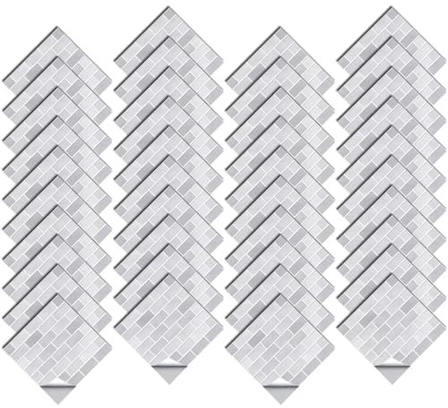 DKDDSSS 40pcs Stickers Carrelage Cuisine, Stickers Carreaux Autocollant, Stickers Carreaux Muraux, pour Cuisine Salon Salle De Bains Décor À La Maison Auto-Adhésif