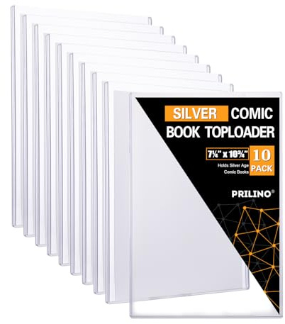 10ct Silver-Age Comic Book Toploaders - Crystal Clear Comic Book Toploaders, Premium PVC Comic Book Topload, Hard Plastic Comic Book Holders, Protection for Display, Storage, Collection