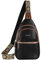 Prite Klein Crossbody Bag für Damen und Herren Reise Umhängetasche mit Kopfhörerloch Diebstahlsichere Brusttasche oder Bauchtasche Leder Sling Bag mit Mehreren Taschen (Schwarz)