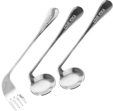 PLAFOPE Juego de Tenedor Y Cuchara Curvados para Mayores Utensilios de Alimentación en Ángulo para Pacientes Discapacitados
