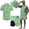 Hawaiianische Herren-Outfits, 2-teilig, Rave-Enten-Shirts, Shorts, Outfits, tropisches Set mit Hut, Geometrische Ente, XXX-Large