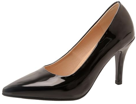 Damen Stiletto Pumps Höhe Ferse Schuhe Pointed Toe Ohne Verschluss Simple Party Schuhe, Gr 33-51