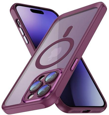 Anlalish Magnetica Cover per iPhone 12 Pro Max Compatibile con MagSafe, Custodia iPhone 12 Pro Max Trasparente Antiurto Rigida in TPU Protezione (Rosso Prugna)