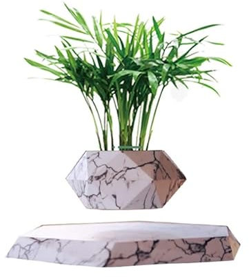 ETRAVEL Pot de fleurs en lévitation en bois pour plantes grasses, cactus - Décoration en lévitation magnétique pour la maison et le bureau - Marbre