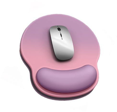 Bamyli Purple Mouse Mat Wrist Support,Ergonomic Mouse Mat,Non-Slip Rubber Base Milk Silk Fabric Mouse Pad for Computer Laptop Office Home, Purple Pink, 25X23