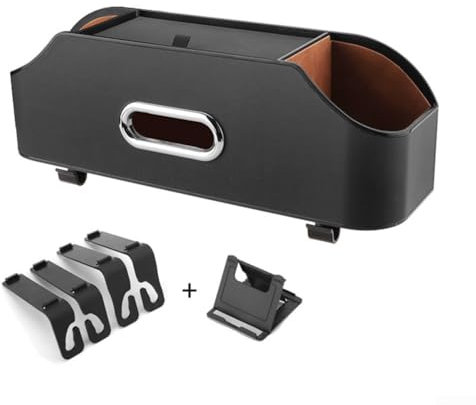 Stylish Car Seat Back Storage Box, Leather Material, Easy Access Organizer (black)