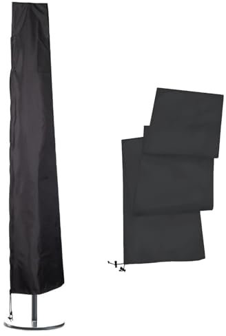 SIGANDG Housse de Protection pour Parasol, Grande Outdoor Couverture pour Parasol Déporté, Imperméable, Coupe-Vent, Anti-UV Housse de Protection pour Parasol avec Fermeture Éclair, 190x30/50cm