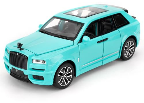 imtfzct 1/32 Rolls-Royce Cullinan Modellauto, Spielzeugauto mit Sound- und Lichtfunktion, Kinderspielzeug Modellauto mit Pull Back Funktion, Modellauto in Sammlerqualität, Geschenk für Kinder (blau)