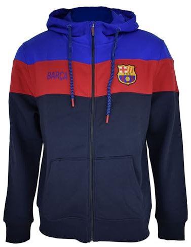 Real Madrid Veste FC Barcelone Hoodie ouverte Barça Match Navy avec licence - Adulte Taille S, bleu, S