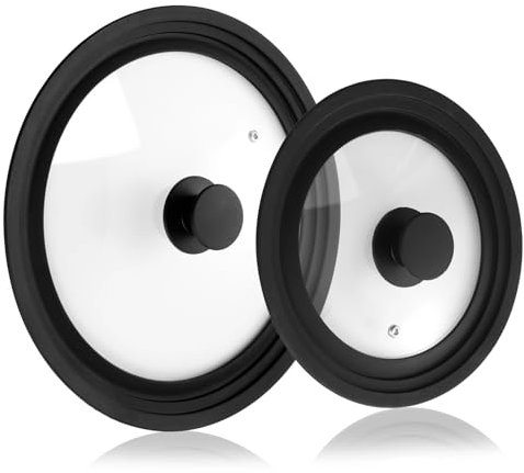 2 tapas de silicona de vidrio templado, tapas de olla resistentes al calor con sello visible, tapas de sartén para diferentes tamaños de utensilios de cocina, tapas universales para sartén, sartén y