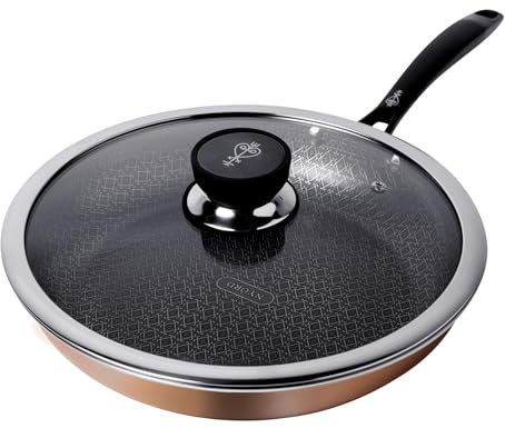 NYORD 28 cm Copper Frying Pan with Hybrid Protection and Ceramic Coating, Suitable for Ceramic, Gas and Induction Hobs