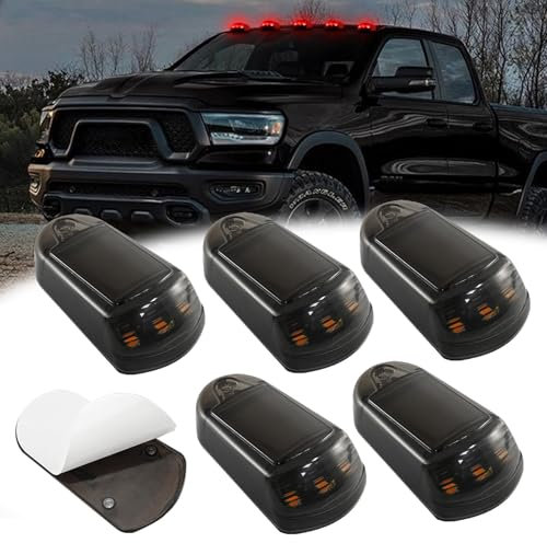 LKW-Fahrerhausmarkierungs-Dachlaufflächenbeleuchtung, Kabellose Solarbetriebene Kabinenbeleuchtung For LKW, Kabinenbeleuchtung Ohne Bohrer, For LKW, Transporter, Pickups, Semis, SUV, Wohnmobile(A 5 Pa