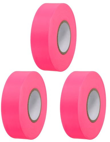 PATIKIL Nicht-Klebend Markierungsband 2.5cmx45m, 3 Stück PVC Neon-klebeband Leuchtklebeband Absperrband für Grenzen und gefährliche Bereiche, Pink