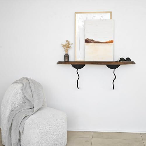Stylish Wall Shelf, 99 cm x 22 cm, 100% Solid Wood & Metal Frame, Black & Walnut Finish | Perfect for Modern Home Decor & Organization