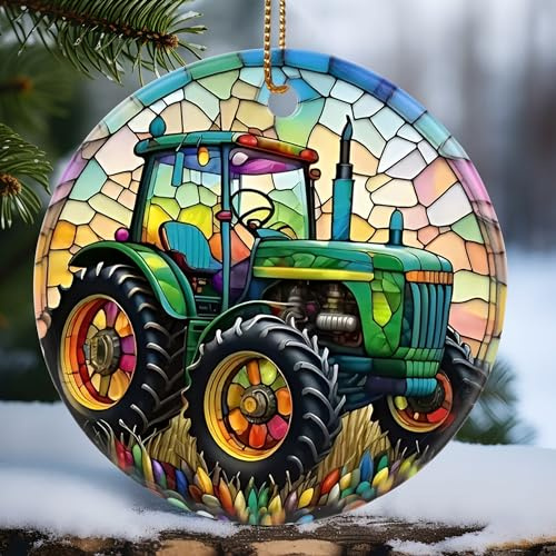Traktor Weihnachten Deko Weihnachtsschmuck Mit Schnur Christbaumschmuck Anhänger Keramik Weihnachtsbaum Deko