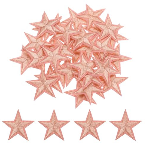 sourcing map 33Pcs Star Iron on Patches Small Star Embroidered Patches Applique Sew on Patches for DIY Crafts Clothing Repairing Bag Hat Decoration,Light Pink