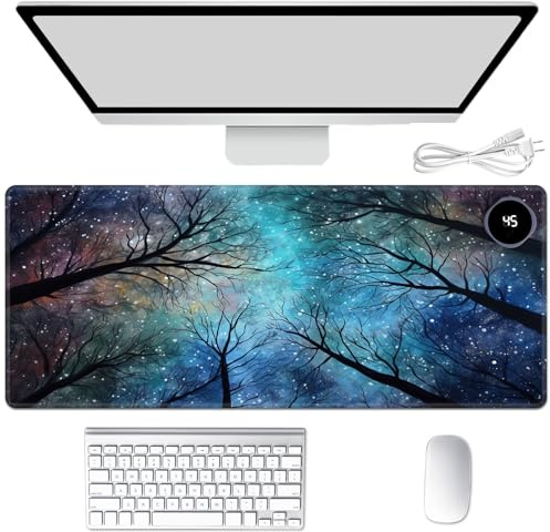 Tapis de souris chauffant pour les mains, tapis de bureau chaud avec 3 niveaux de chauffage et arrêt automatique, 80 x 33 cm, tapis de clavier chauffant en cuir synthétique pour jeu, ordinateur