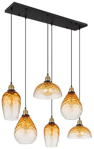 GLOBO Dining Room Pendant Light Ceiling Light Glass Amber 6 Bulbs
