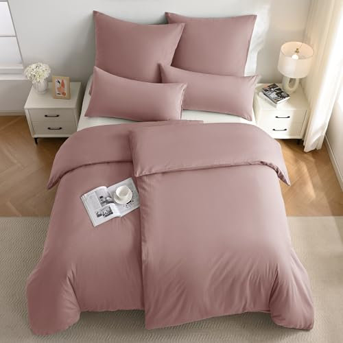 JELLYMONI Bettwäsche 135x200 Baumwolle Rosa Bettwäsche-Sets Oeko-Tex 100% Gewaschene Baumwolle Bettbezug mit Reißverschluss und Kissenbezug 40X80 mit Umschlag Weich 2-Teilige Bettwäsche