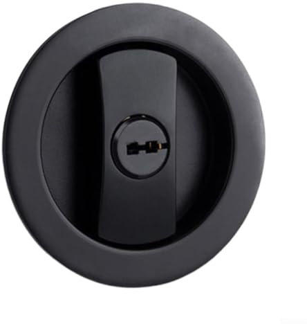 Hasaller Serratura rotonda per porta da incasso, invisibile, su 2 lati, per la privacy, scorrevole, con innovativa chiusura a gancio, per porte in legno di spessore 35-50 mm (nero)