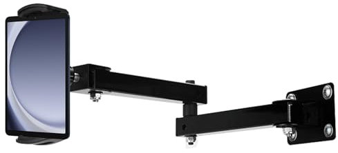 Tablet Wall Mount Holder, 360°Rotating Phone Holder Arm Bracket 10-45 cm Extendable Adjustable Wall Mounted Tablet Holder for 4-13in Devices Mobile Phones Tablets