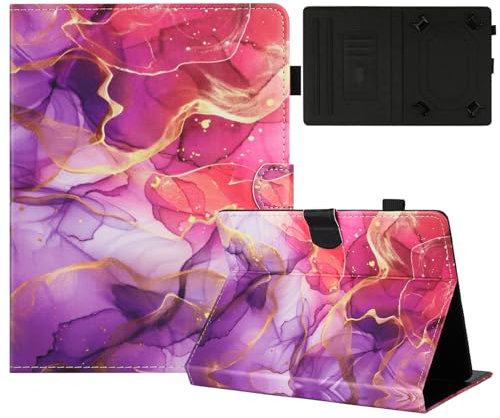 TEDTIKJT Coque pour Tablette Universel 7 Coque Housse PU Cuir Flip Support Protection Peint Motif étuis pour Universel 7 Coque,Or Poudre marbre