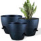 FORAGIFT 25/23/20cm Self-Watering Plant Pots Indoor, 3 Pack Large Plastic Plant Pots with Deep Reservior and High Drainage Holes for Indoor Outdoor Plants and Flowers, Speckled Black with Green