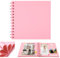 Kleines Fotoalbum zum Selbstgestalten,17x17cm Scrapbook 20 Blätter(40 Seiten) Fotoalben Ringbuch, Fotobücher Kraftpapier Spiralalbum für Baby Geburtstag Jahrestag Hochzeit (Rosa)