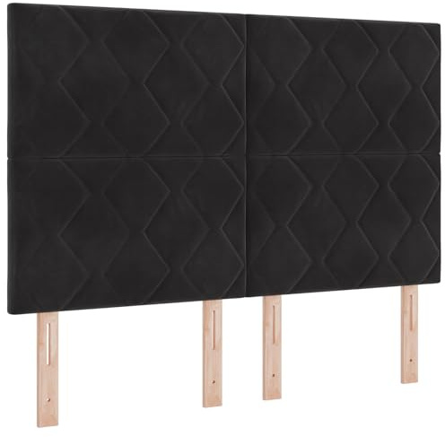 vidaXL Kopfteil mit Diamantblöcken, Schwarz, 160 cm, Samt | Höhenverstellbar, Wandmontage, Modern, Gepolstert, Ideal fürs Schlafzimmer, Luxuriöse Möbel, Bettzubehör, Für drinnen