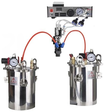 DUOCAI Stainless Steel Pressure Tank with Side Outlet 2L halbautomatischer Klebstoffspender for Epoxidharz AB Mischen von Doming-Flüssigkleber Zwei-Flüssigkeits-Dosiermaschinenausrüstung(220V)