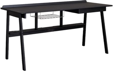 ZENGXJYCQINGJIANG Gaming Desk Solid Wood Desk Modern Black Laptop PC Tacle Ash Study Writing with Drawer and Open Shelves(L)