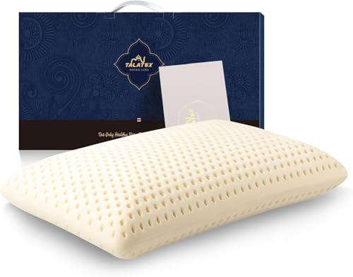 Talatex Talalay Kissen aus 100% Naturlatex, lindert Druck-, Nacken- und Schulterschmerzen, Keine Memory-Schaum-Chemikalien, Perfektes Paket (Mittlere, King(83×40×15) cm)