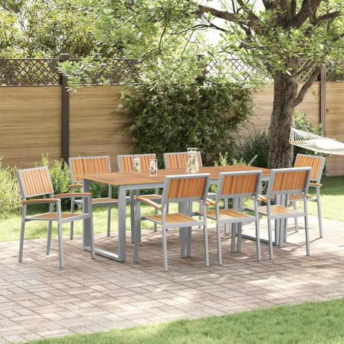 Fangmaliuyun 8er Set Gartenstühle aus massiver Akazie 56x57x87 cm Braun Stapelstuhl Modernes Design Robust Langlebig für Terrasse Balkon Camping
