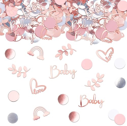GoldRock Babyparty Deko Mädchen Junge Rosa Weiß, 200 Stück Baby Konfetti,Streudeko Baby Shower Deko,Babyshowerparty Tischdeko,Dschungel Babyparty Konfetti für Gender Reveal,Babyshower Party Dekoration