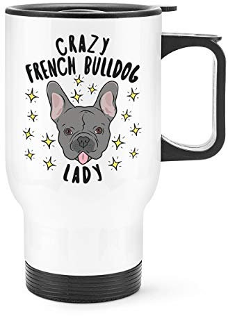 Crazy French Bulldog Lady Stars Travel Mug Cup with Handle