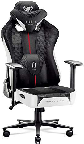 Diablo Gaming Stuhl Stoff X-Player 2.0 - Breite Sitzfläche - Gaming Chair mit 3D Armlehnen - Nacken/- Lendenkissen Wippfunktion - Bürostuhl 160 kg - Pc Gaming Stuhl Ergonomisch - King (XL)