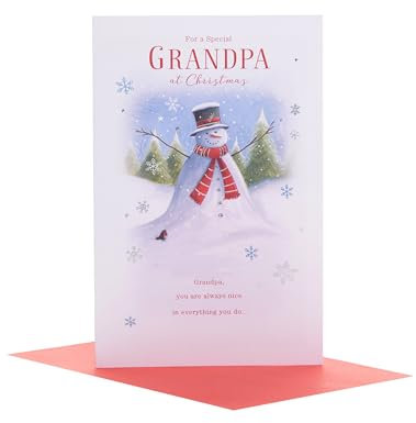 UK Greetings Opa Weihnachtskarte, Weihnachtskarte für Ihn, Schneemann Weihnachtskarte, Weihnachtskarte für Opa, Weihnachtskarte von Enkelkindern