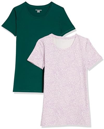 Amazon Essentials Camiseta de Manga Corta con Cuello Redondo y Corte Recto Mujer, Paquetes Múltiples