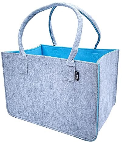 camolo Filztasche Große Einkaufstasche 40x27x27cm Aufbewahrungstasche Kaminholztasche Filz Tasche Shopping-Bag Mit Tragegriff (UNI BLAU)