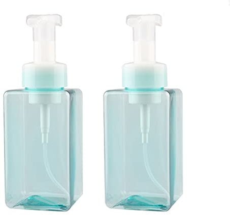 ZEOABSY 2 Stück 450ml Quadrat Leere Blau Seifenspender Schäumende Schaumseifenspender Nachfüllbare Seifenflaschen für Schäumende Flüssigseife Küche Bad Kosmetik Shampoos