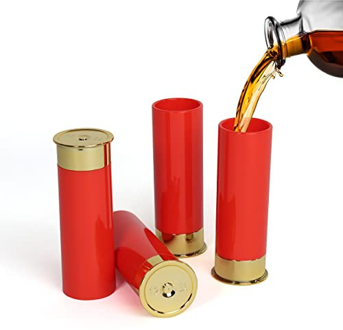 G Francis Schnapsglas-Set – 4 Stück Neuheit Schnapsgläser Kunststoff Bullet Schnapsglas Set für Vatertag oder Trauzeugen Geschenke