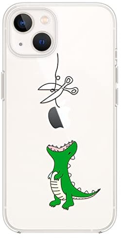 Blingy's for iPhone 13 Case (6.1 inch), Funny Dinosaur Style Fun Cartoon Animal Design Transparent Soft TPU Protective Clear Case (Dinosaur)